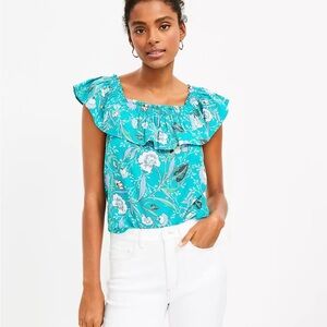 LOFT Floral Flutter Square Neck Top